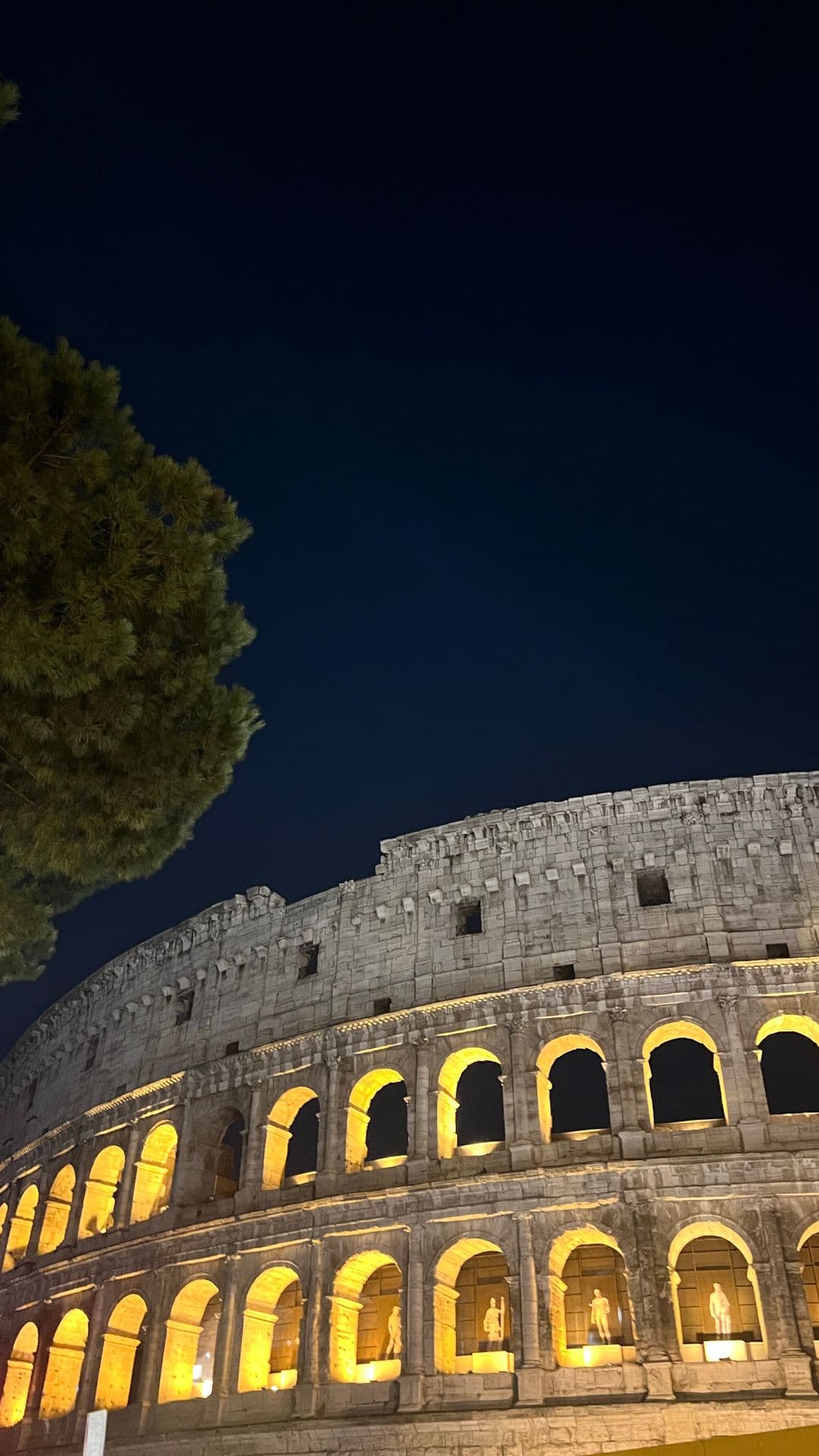 The Colosseum lit at night
