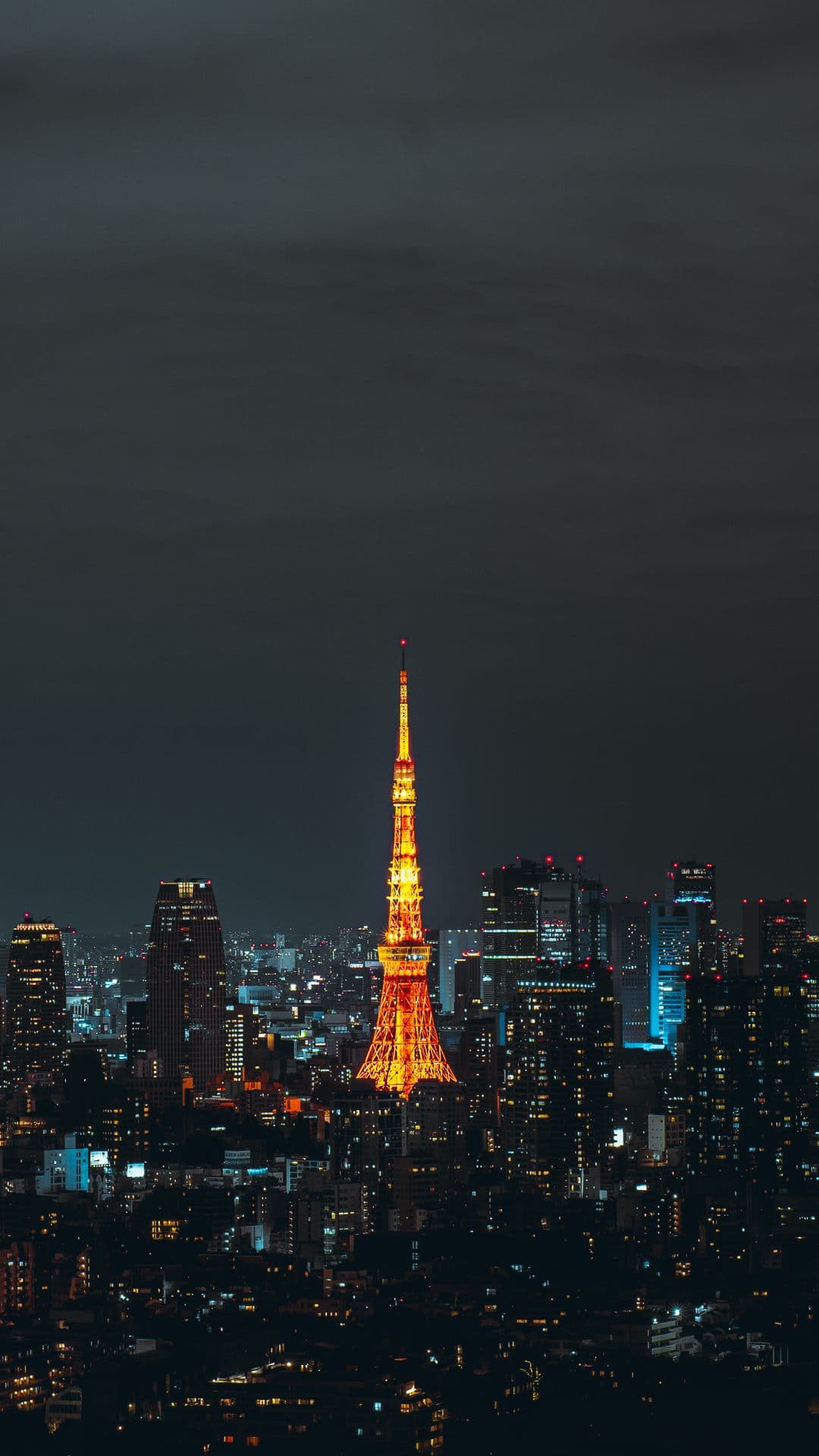 Tokyo Tower above the city at night